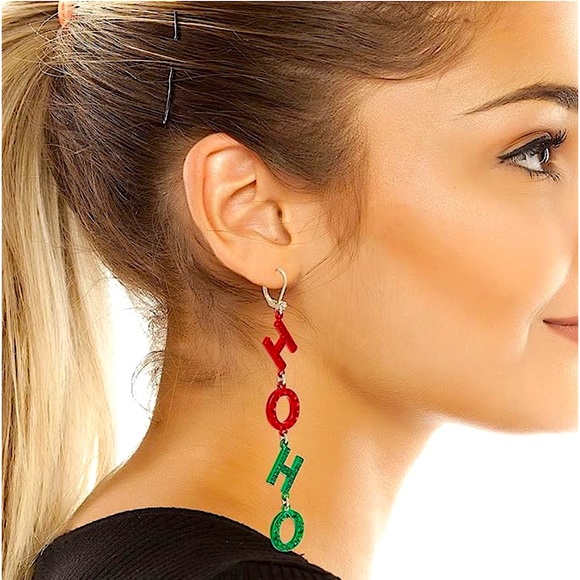 Betsey Johnson Christmas Ho Ho Ho Snowflake Earrings New - Picture 2 of 5